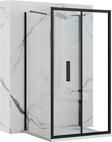 Rea Fold, 3-stenová sprchová kabína so skladacími dverami 100 (dvere) x 90 (stena) x 195 cm, čierny profil, KPL-09917