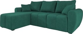Rozkladacia obojstranná sedacia súprava do L SEVIO 246x145 cm, fľaškovozelená + 2 vankúšiky ZDARMA