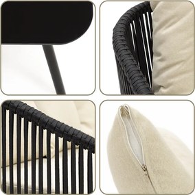 Záhradný nábytok na terasu – pohovka, kreslá a stolík Springos GF0116 čierno-béžová súprava