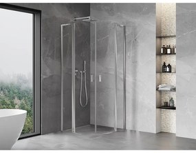 Mexen Mist L, štvrťkruhový sprchový kút s 2-krídlovými dverami, 80 x 80 cm, 8mm číre sklo, chrómový profil, 8A32L-080-080-01-00