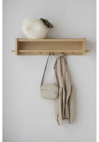 Nástenný vešiak z dubového dreva v prírodnej farbe s poličkou Hillmond – Rowico