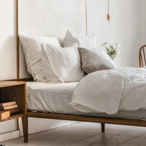 Biela napínacia plachta s prímesou ľanu 90x200 cm – Linen Tales