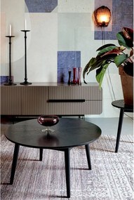 Čierny okrúhly konferenčný stolík v dekore duba ø 80 cm Fabio – White Label