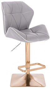 LuxuryForm Barová stolička MILANO MAX na zlatej hranatej podstave - šedá