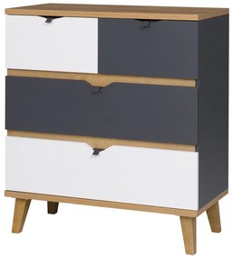 Komoda Mimone K4SZ (dub zlatý + biela matná + grafit). Akcia -19%. Vlastná spoľahlivá doprava až k Vám domov. 1051783
