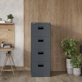 Kovová kartotéka, 4 zásuvky SARA V4, 460 x 1320 x 620 mm, antracitová