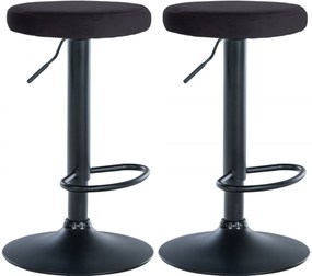 2x Barová stolička Ponte - zamat, čierny rám - čierny rám