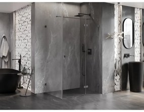 Mexen Lunar T, výklopný sprchový kút pravý 115 x 100 cm, 8mm číre sklo, profil grafit brúsený, 834T-115-100-66-00-P