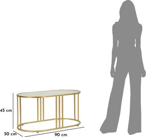 Biely/v zlatej farbe konferenčný stolík so sklenenou doskou 50x90 cm Antalia – Mauro Ferretti