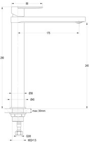 Aqualine - Umývadlová batéria DAPHNE 29 cm lesklý chróm