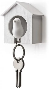 Vešiačik na kľúče Qualy Sparrow, biela búdka / biely vtáčik