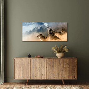 Obraz - vlci vyjúci na mesiac (120x50 cm)