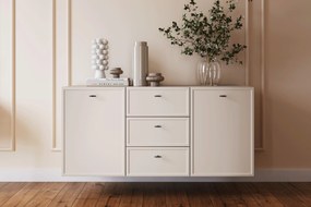 Závesná komoda Lorini 150 cm so zásuvkami - kašmír / čierne úchytky T-bar