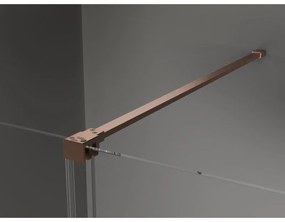Mexen Velar, sprchový kút s posuvnými dverami 130(dvere) x 75(stena) cm, 8mm číre sklo, medená matná, 871-130-075-01-65