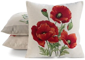 GOBELÍNOVÁ DEKORAČNÁ OBLIEČKA NA VANKÚŠ PAPAVER 45X45 CM KVETY