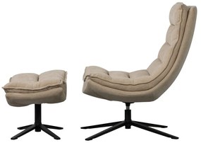 Otočné ženilkové kreslo s podnožkou v prírodnej farbe Kube – WOOOD