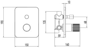 F-Design Ardesia, podomietková 2-výstupová vaňová/sprchová batéria, čierna matná-ružové zlato, FD1-ARD-7P-25