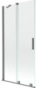 Mexen Velar, 2-krídlová posuvná vaňová zástena 90 x 150 cm, 8mm číre sklo, brúsený grafit, 896-090-000-01-95