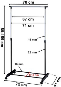 Vešiakový stojan na kolieskach IDA čierny