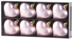 Ozdoba MagicHome Vianoce, bal. 8 ks, 6 cm, srdcia, ružové, na vianočný stromček