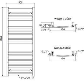 Mexen Helios vykurovacie teleso 1200 x 500 mm, 567 W, antracitová, W103-1200-500-00-66