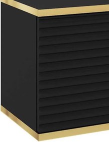 Závesná TV skrinka Orfeo, 175 cm, čierna štruktúra / zlatá