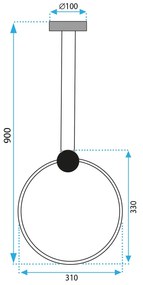 Toolight Toolight, LED stropné svietidlo 30 cm 13W 4000K APP1392-CP, čierna, OSW-00918