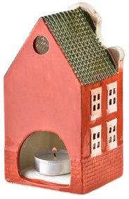 Keramický LED domeček HYTTE 16,3 cm oranžový