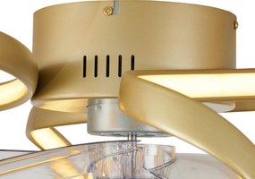 Stropný ventilátor mosadzný 55 cm vrátane LED stmievateľný s diaľkovým ovládaním - Mandy
