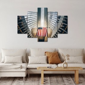 Obraz stavby s vlajkou USA (150x105 cm)
