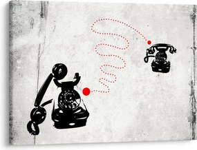 Obraz - Kresba telefónu na štýl Banksyho (70x50 cm)