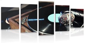 5-dielny obraz gramofón s vinylovou platňou - 200x100