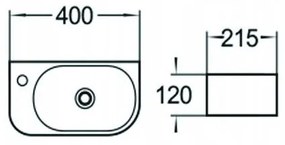 Mexen Viera, umývadlo na dosku 40x21x12 cm, pravé, svetlá šedá matná, 21274061R