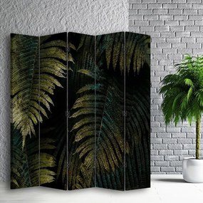 Ozdobný paraván Listy rostliny - 180x170 cm, päťdielny, obojstranný paraván 360°