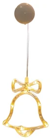 ACA Lighting LED vianočné zvonček do okna, teplá biela farba, IP20, 3xAAA, prísavka