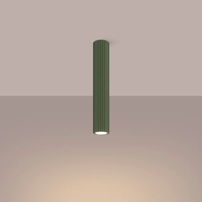 Stropné svietidlo Karbon, 1x olivovo zelené kovové tienidlo, (40 cm)
