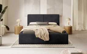 Posteľ Inez 180x200 cm, čierna štruktúrovaná látka