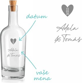 Pieskovaná fľaša IMPERIALE Dátum v srdci 0,5 l