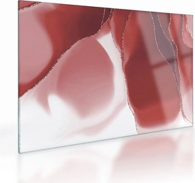 Sklenený obraz - Červená abstraktná kvetina N⁰3 (70x50 cm)