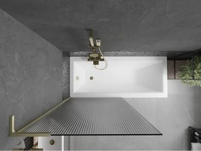 Mexen Next L, 1-krídlová vaňová zástena 90 x 150 cm, 6mm sklo s rebrovým vzorom, zlatý matný profil, 895-090-000-03-09-55