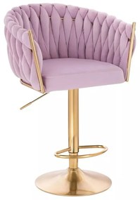 LuxuryForm DESIGN Barová stolička NORDEN VELUR na zlatom tanieri - levanduľa
