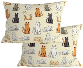Sada 2 ks dekoračných obalov na vankúš COLORED CATS BLEND 70x90 cm, krémová