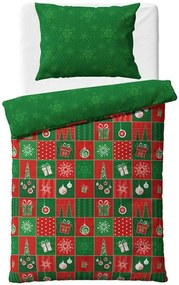 Bavlnené posteľné obliečky - motív Vianočný Patchwork - 100% bavlna renforcé - 70 x 90 cm + 140 x 200 cm