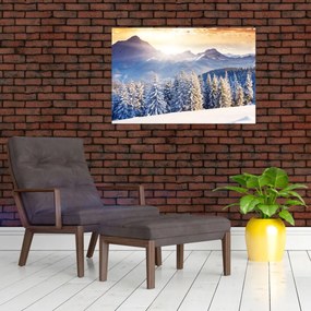 Obraz - Horská krajina v zime (90x60 cm)