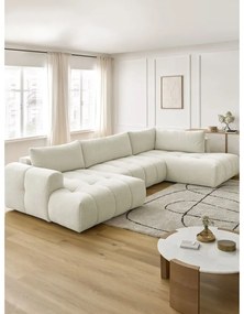 Béžová rozkladacia/s úložným priestorom rohová pohovka (pravý roh/do tvaru "U") Fuji – Bobochic Paris