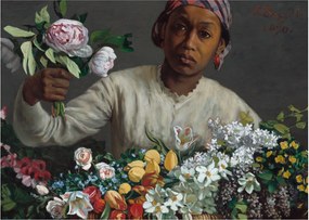Obraz - Frédéric Bazille, Young Woman with Peonies, reprodukcia (70x50 cm)