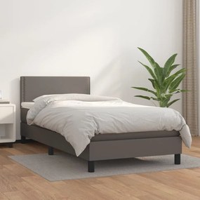 Boxspring posteľ s matracom sivá 100x200 cm umelá koža 3141051