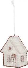 Závesná dekorácia zasnežená perníková chalúpka Frosted Ginger - 9*1*10 cm