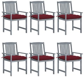Záhradné stoličky s podložkami 6 ks akáciový masív sivé 3078246