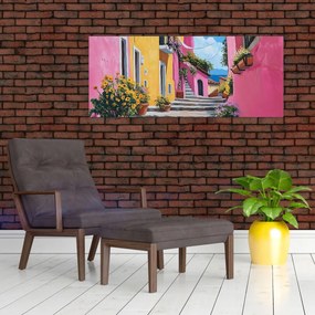 Obraz - Ružová ulička (120x50 cm)